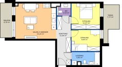 3 pokoje, mieszkanie 64,68 m², piętro 1, oferta nr B/KL3/1/02, Podhalańska Vita II etap, Wrocław, Żerniki, Złotniki, ul. Podhalańska