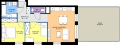 3 pokoje, mieszkanie 55,34 m², piętro 1, oferta nr B/KL2/1/03, Podhalańska Vita II etap, Wrocław, Żerniki, Złotniki, ul. Podhalańska