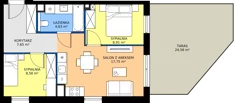 3 pokoje, mieszkanie 47,52 m², piętro 1, oferta nr B/KL7/1/07, Podhalańska Vita II etap, Wrocław, Żerniki, Złotniki, ul. Podhalańska