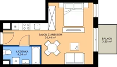 1 pokój, mieszkanie 30,78 m², piętro 2, oferta nr A.A.2.03, Głębocka Vita, Warszawa, Białołęka, Białołęka, Głębocka 84A