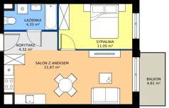 2 pokoje, mieszkanie 41,37 m², piętro 1, oferta nr A.A.1.05, Głębocka Vita, Warszawa, Białołęka, Białołęka, Głębocka 84A