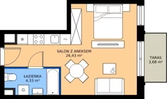 1 pokój, mieszkanie 30,77 m², piętro 1, oferta nr A.A.1.03, Głębocka Vita, Warszawa, Białołęka, Białołęka, Głębocka 84A