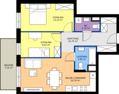 3 pokoje, mieszkanie 60,36 m², piętro 2, oferta nr A.A.2.08, Głębocka Vita, Warszawa, Białołęka, Białołęka, Głębocka 84A