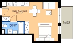 1 pokój, mieszkanie 33,28 m², piętro 1, oferta nr A.A.1.07, Głębocka Vita, Warszawa, Białołęka, Białołęka, Głębocka 84A