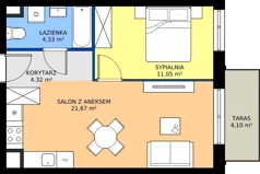 2 pokoje, mieszkanie 41,38 m², piętro 1, oferta nr A.A.1.04, Głębocka Vita, Warszawa, Białołęka, Białołęka, Głębocka 84A