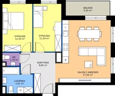 3 pokoje, mieszkanie 68,65 m², piętro 1, oferta nr B.B.1.07, Głębocka Vita, Warszawa, Białołęka, Białołęka, Głębocka 84A