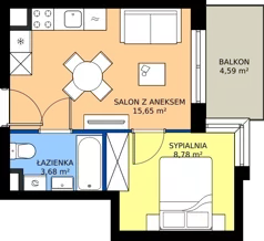 2 pokoje, mieszkanie 27,86 m², piętro 2, oferta nr B.A.2.01, Głębocka Vita, Warszawa, Białołęka, Białołęka, Głębocka 84A
