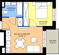 2 pokoje, mieszkanie 31,21 m², piętro 1, oferta nr B.A.1.02, Głębocka Vita, Warszawa, Białołęka, Białołęka, Głębocka 84A