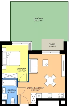 2 pokoje, mieszkanie 38,40 m², parter, oferta nr B.A.0.03, Głębocka Vita, Warszawa, Białołęka, Białołęka, Głębocka 84A