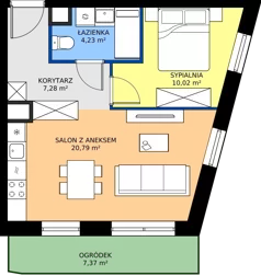 2 pokoje, apartament 42,32 m², parter, oferta nr A.0.9, Jesionowa Vita, Gdańsk, Wrzeszcz, ul. Jesionowa 6b