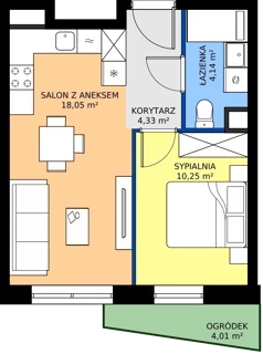 2 pokoje, apartament 36,77 m², parter, oferta nr A.0.8, Jesionowa Vita, Gdańsk, Wrzeszcz, ul. Jesionowa 6b