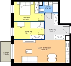 3 pokoje, apartament 63,70 m², piętro 2, oferta nr A.2.4, Jesionowa Vita, Gdańsk, Wrzeszcz, ul. Jesionowa 6b
