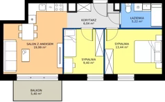 3 pokoje, mieszkanie 54,09 m², piętro 2, oferta nr A.2.7, Jesionowa Vita, Gdańsk, Wrzeszcz, ul. Jesionowa 6b