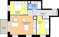 3 pokoje, apartament 52,47 m², piętro 1, oferta nr A.1.6, Jesionowa Vita, Gdańsk, Wrzeszcz, ul. Jesionowa 6b