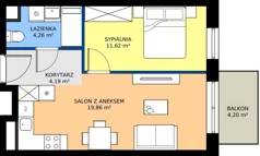 2 pokoje, apartament 39,93 m², piętro 3, oferta nr A.3.1, Jesionowa Vita, Gdańsk, Wrzeszcz, ul. Jesionowa 6b