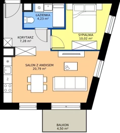 2 pokoje, apartament 42,32 m², piętro 1, oferta nr A.1.9, Jesionowa Vita, Gdańsk, Wrzeszcz, ul. Jesionowa 6b