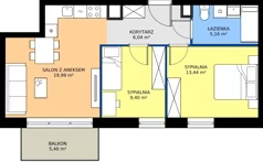3 pokoje, apartament 54,03 m², piętro 1, oferta nr A.1.7, Jesionowa Vita, Gdańsk, Wrzeszcz, ul. Jesionowa 6b