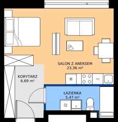 1 pokój, mieszkanie 35,52 m², piętro 2, oferta nr A.2.12, Jesionowa Vita, Gdańsk, Wrzeszcz, ul. Jesionowa 6b