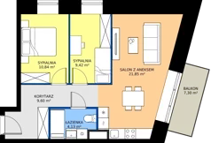 3 pokoje, apartament 55,84 m², piętro 4, oferta nr A.4.9, Jesionowa Vita, Gdańsk, Wrzeszcz, ul. Jesionowa 6b