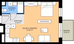 1 pokój, apartament 40,37 m², piętro 1, oferta nr A.1.1, Jesionowa Vita, Gdańsk, Wrzeszcz, ul. Jesionowa 6b