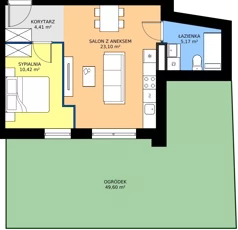 2 pokoje, apartament 42,63 m², parter, oferta nr B.0.3, Jesionowa Vita, Gdańsk, Wrzeszcz, ul. Jesionowa 6b