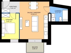2 pokoje, apartament 42,66 m², piętro 1, oferta nr B.1.3, Jesionowa Vita, Gdańsk, Wrzeszcz, ul. Jesionowa 6b
