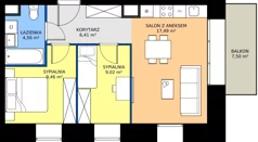 3 pokoje, apartament 46,94 m², piętro 4, oferta nr B.4.2, Jesionowa Vita, Gdańsk, Wrzeszcz, ul. Jesionowa 6b