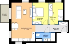 3 pokoje, apartament 60,99 m², piętro 1, oferta nr B.1.1, Jesionowa Vita, Gdańsk, Wrzeszcz, ul. Jesionowa 6b