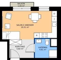1 pokój, apartament 29,74 m², piętro 1, oferta nr B.1.4, Jesionowa Vita, Gdańsk, Wrzeszcz, ul. Jesionowa 6b