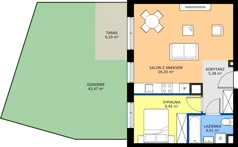 2 pokoje, apartament 45,04 m², parter, oferta nr A/01, Królowej Jadwigi 51 - Etap I, Poznań, Wilda, Stare Miasto, Królowej Jadwigi 51