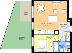 2 pokoje, mieszkanie 43,51 m², parter, oferta nr A/02, Królowej Jadwigi 51 - Etap I, Poznań, Wilda, Stare Miasto, Królowej Jadwigi 51