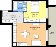 2 pokoje, mieszkanie 48,32 m², piętro 2, oferta nr F/029, Królowej Jadwigi 51 - Etap III, Poznań, Wilda, Stare Miasto, Królowej Jadwigi 51