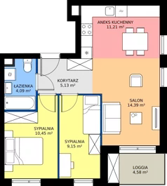 3 pokoje, mieszkanie 54,42 m², piętro 2, oferta nr F/087, Królowej Jadwigi 51 - Etap III, Poznań, Wilda, Stare Miasto, Królowej Jadwigi 51