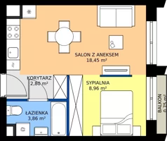 1 pokój, apartament 34,07 m², piętro 1, oferta nr F/008, Królowej Jadwigi 51 - Etap III, Poznań, Wilda, Stare Miasto, Królowej Jadwigi 51