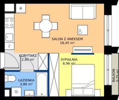1 pokój, mieszkanie 34,07 m², piętro 2, oferta nr F/027, Królowej Jadwigi 51 - Etap III, Poznań, Wilda, Stare Miasto, Królowej Jadwigi 51