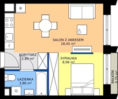 1 pokój, mieszkanie 34,07 m², piętro 2, oferta nr F/025, Królowej Jadwigi 51 - Etap III, Poznań, Wilda, Stare Miasto, Królowej Jadwigi 51