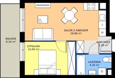 2 pokoje, mieszkanie 37,17 m², piętro 1, oferta nr F/003, Królowej Jadwigi 51 - Etap III, Poznań, Wilda, Stare Miasto, Królowej Jadwigi 51