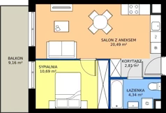 2 pokoje, apartament 38,33 m², piętro 1, oferta nr F/002, Królowej Jadwigi 51 - Etap III, Poznań, Wilda, Stare Miasto, Królowej Jadwigi 51