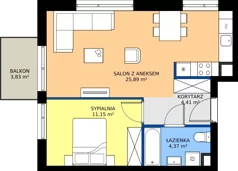 2 pokoje, apartament 45,82 m², piętro 2, oferta nr F/021, Królowej Jadwigi 51 - Etap III, Poznań, Wilda, Stare Miasto, Królowej Jadwigi 51