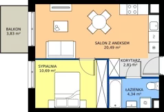 2 pokoje, apartament 38,33 m², piętro 2, oferta nr F/018, Królowej Jadwigi 51 - Etap III, Poznań, Wilda, Stare Miasto, Królowej Jadwigi 51