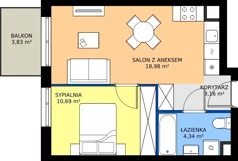 2 pokoje, mieszkanie 37,17 m², piętro 2, oferta nr F/020, Królowej Jadwigi 51 - Etap III, Poznań, Wilda, Stare Miasto, Królowej Jadwigi 51