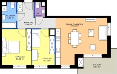 3 pokoje, mieszkanie 65,36 m², piętro 2, oferta nr D/20, Królowej Jadwigi 51 - Etap II, Poznań, Wilda, Stare Miasto, Królowej Jadwigi 51
