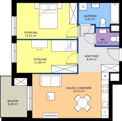 3 pokoje, mieszkanie 61,25 m², piętro 1, oferta nr D/11, Królowej Jadwigi 51 - Etap II, Poznań, Wilda, Stare Miasto, Królowej Jadwigi 51