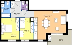3 pokoje, mieszkanie 65,36 m², piętro 1, oferta nr D/13, Królowej Jadwigi 51 - Etap II, Poznań, Wilda, Stare Miasto, Królowej Jadwigi 51