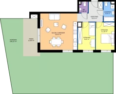 3 pokoje, mieszkanie 64,81 m², parter, oferta nr E/01, Królowej Jadwigi 51 - Etap II, Poznań, Wilda, Stare Miasto, Królowej Jadwigi 51