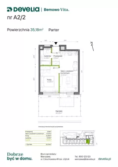 2 pokoje, mieszkanie 35,18 m², parter, oferta nr A2/02, Bemowo Vita etap IV, Warszawa, Bemowo, Chrzanów, ul. Szeligowska 57	