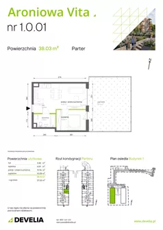2 pokoje, mieszkanie 38,03 m², parter, oferta nr 1.0.01, Aroniowa Vita, Warszawa, Białołęka, ul. Ruskowy Bród 57C