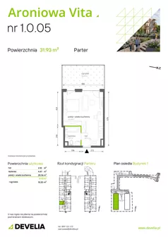 1 pokój, mieszkanie 31,93 m², parter, oferta nr 1.0.05, Aroniowa Vita, Warszawa, Białołęka, ul. Ruskowy Bród 57C