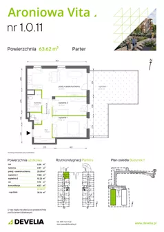 3 pokoje, mieszkanie 63,62 m², parter, oferta nr 1.0.11, Aroniowa Vita, Warszawa, Białołęka, ul. Ruskowy Bród 57C