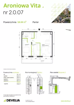 3 pokoje, mieszkanie 54,58 m², piętro 2, oferta nr 1.2.31, Aroniowa Vita, Warszawa, Białołęka, ul. Ruskowy Bród 57C